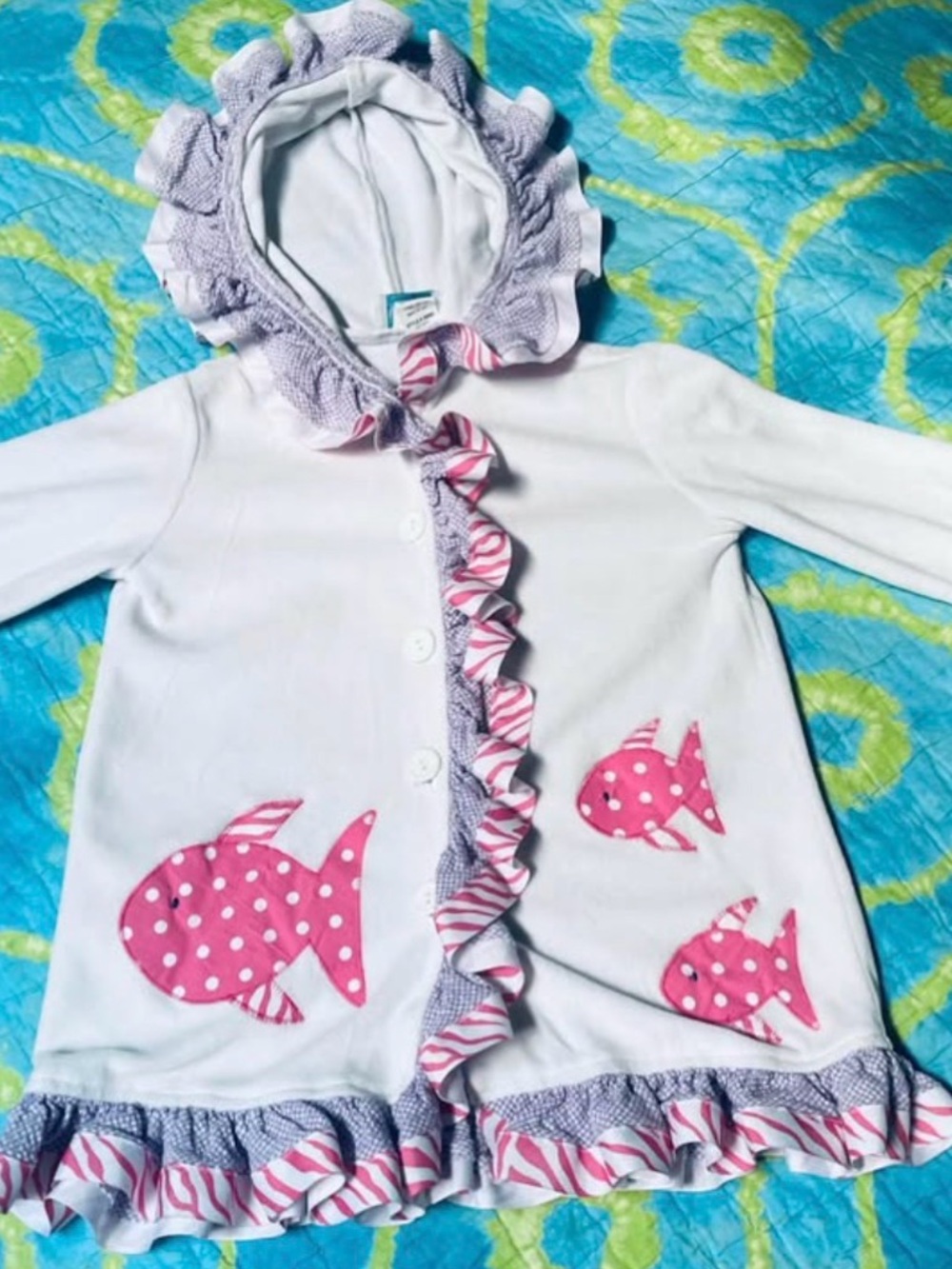 Funtasia Too Hooded Pink Polka Dot Appliqué Fish Swim/Bath Cover Up, child 4